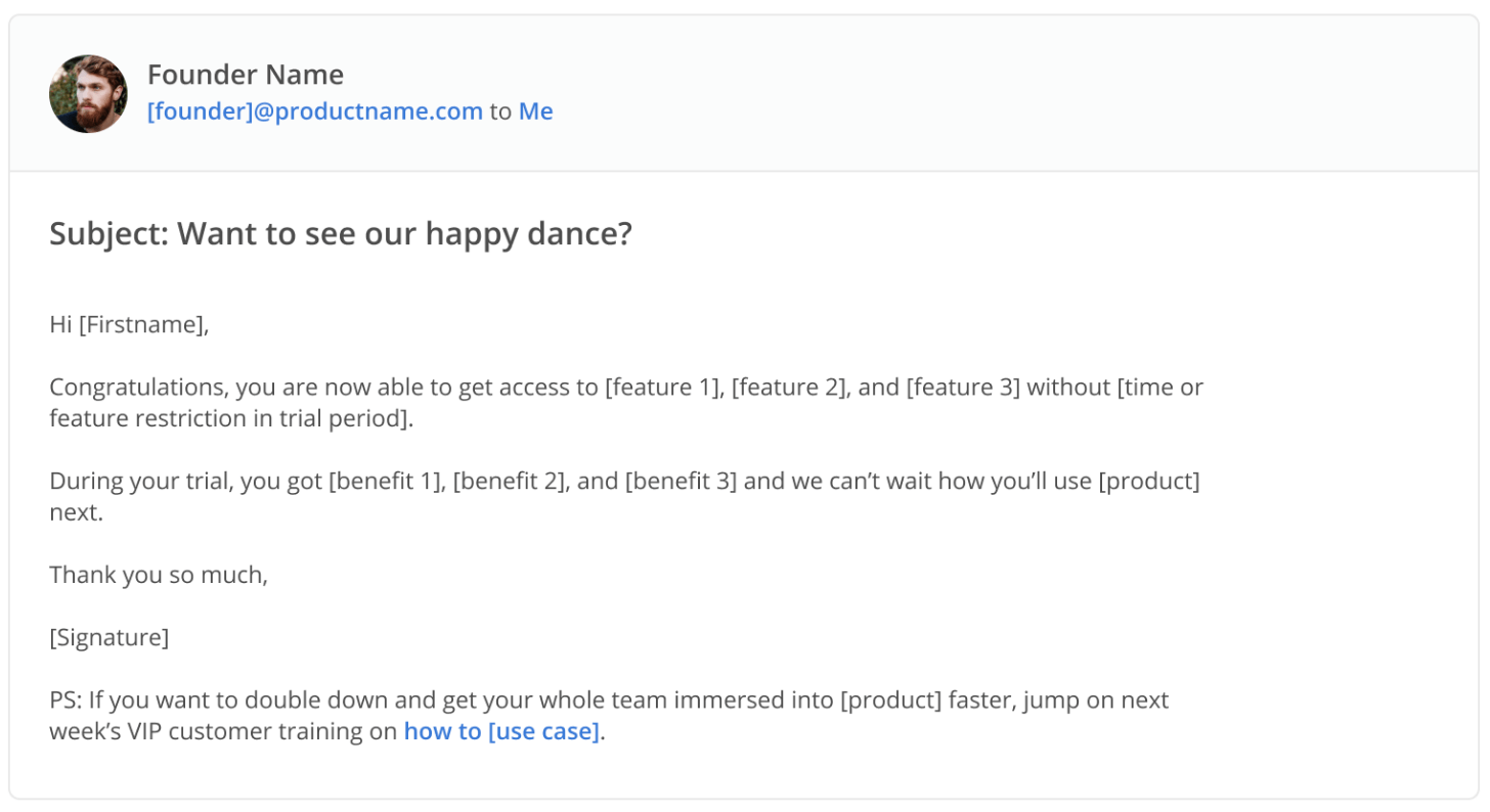 Solving Your SaaS Conversion Funnel: Step by Step Audit Image showing want to see our happy dance email template