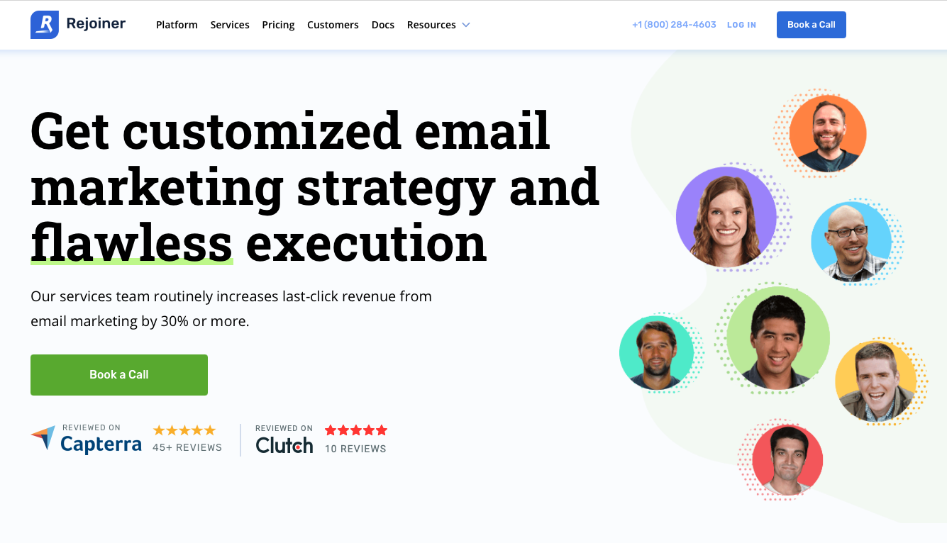 Future-Proofing SEO in the Age of AI For B2B SaaS Screenshot of Rejoiner's landing page